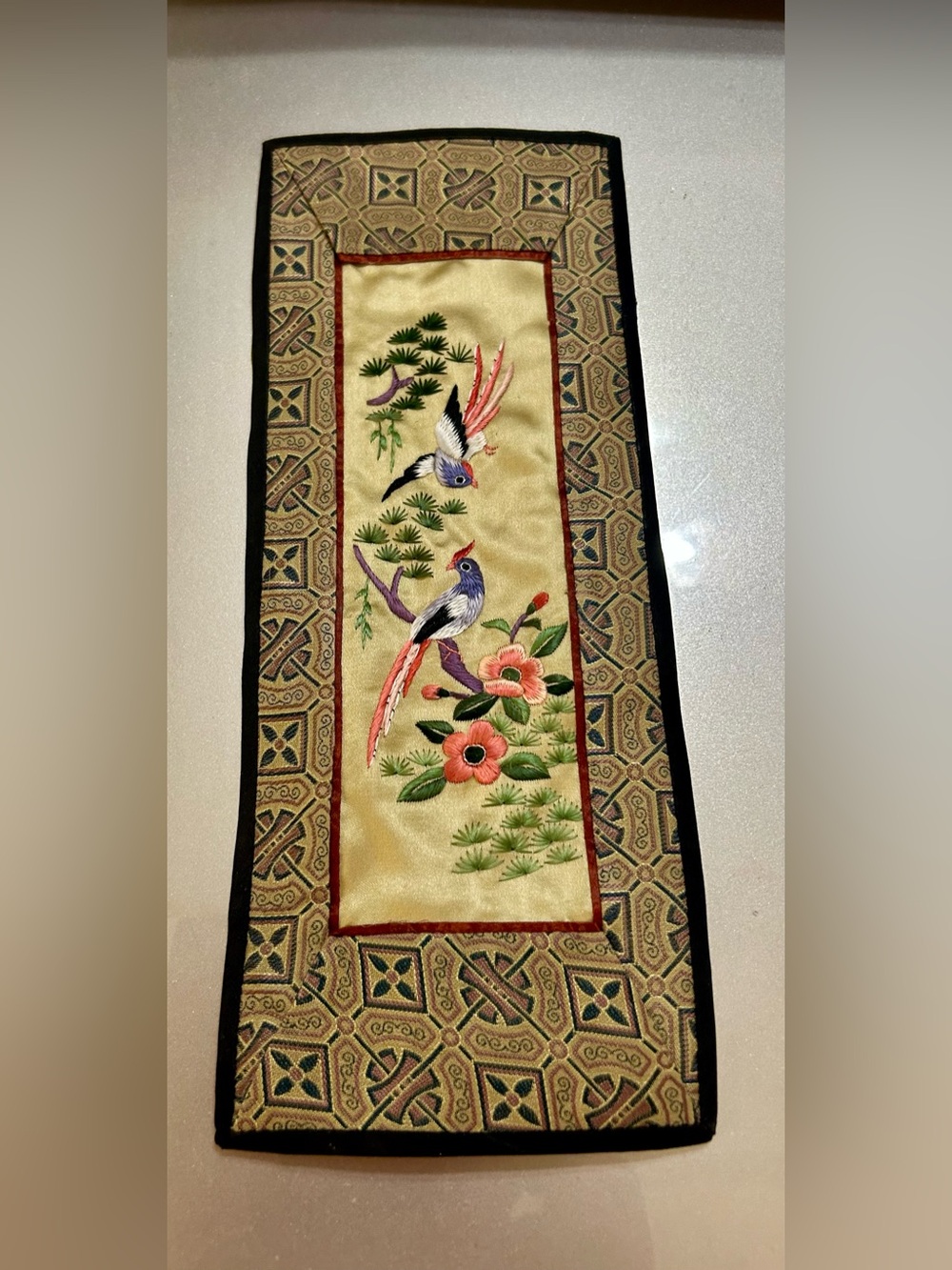 VINTAGE DUN HUANG CHINESE HAND EMBROIDERED SILK TAPESTRY PANEL